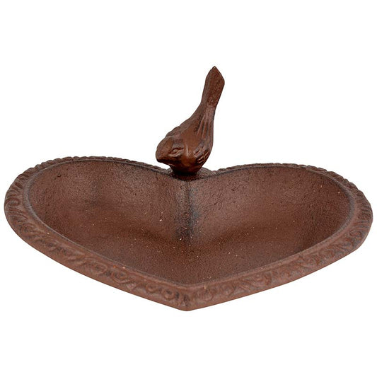 Cast Iron Heart Shaped Bird Bath